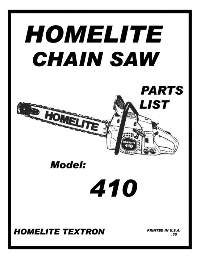 HOMELITE 410 CHAIN SAW PARTS LIST  