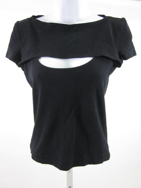 NARCISO RODRIGUEZ Black Short Sleeve Keyhole Top Sz S  