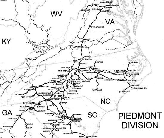 Norfolk Southern Piedmont Division Track Chart   On CD  