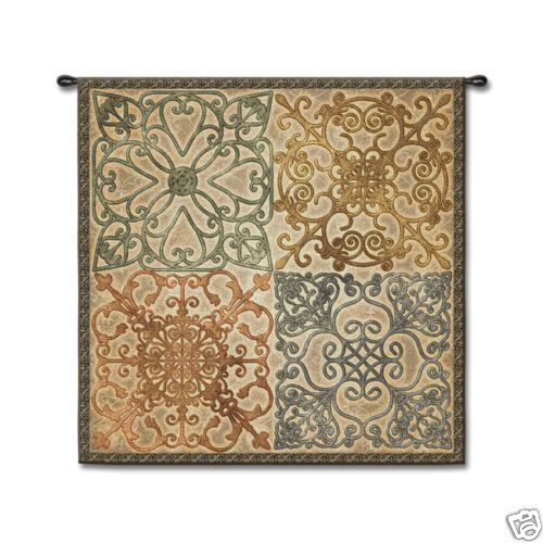 WROUGHT IRON ELEGANCE ARCHITECTURAL MOTIF WALL TAPESTRY  