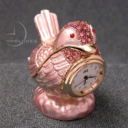 Mini Clock, Miniature JEWELLED BIRD   TREASURE JAR  