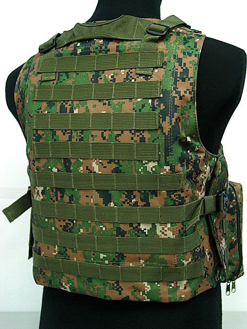 Molle Assault Plate Carrier Vest Digital Camo Woodland  
