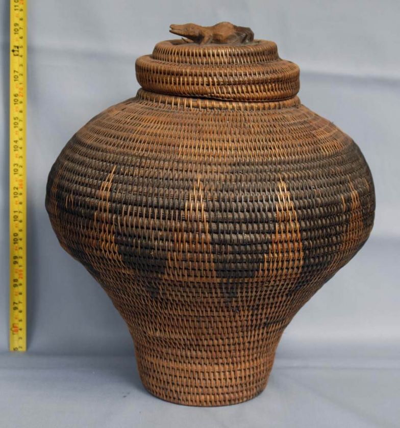 Used Rattan Basket Storage Ethnoghic Indonesien pi83  