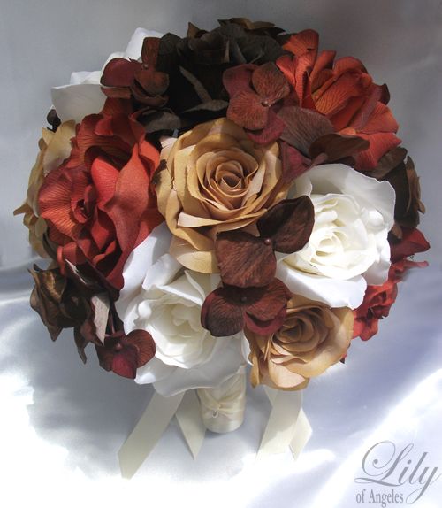   Bouquet Flower Bride Boutonniere Corsage FALL CREAM BROWN  