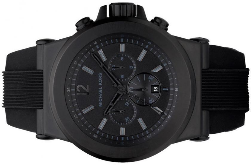   KORS BLACK SILICON STRAP CHRONOGRAPH OVERSIZE MENS WATCH MK8152  