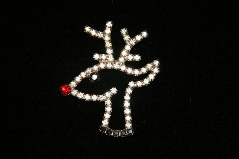 CLEAR Austrian Crystal Christmas REINDEER Pin  