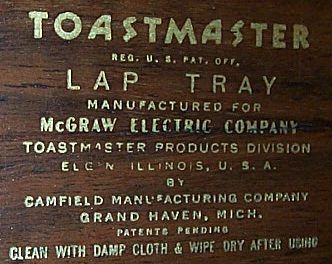   Electric SET (4) TOASTMASTER LAP TRAYS Grand Rapids Michigan  