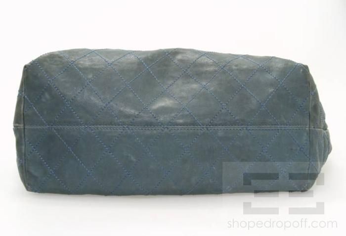 Chanel Blue Grey Distressed Caviar Leather Baby Cabas Bag  