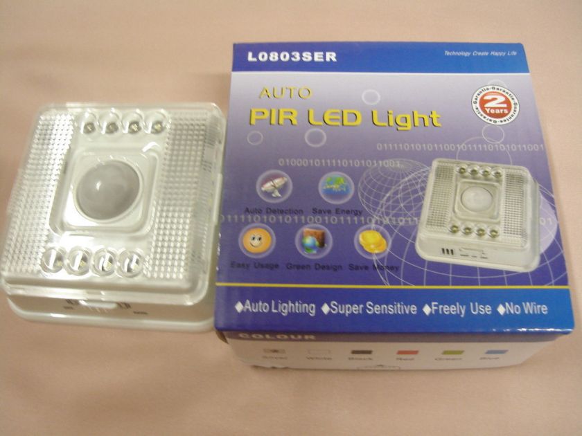 Cabinet Wireless Motion Sensor 8 LED Light/Lamp+Battery  
