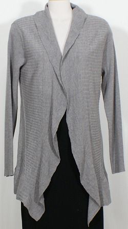 NWT EILEEN FISHER Smoke Wool Diagonal Rib Cardigan XL Washable  