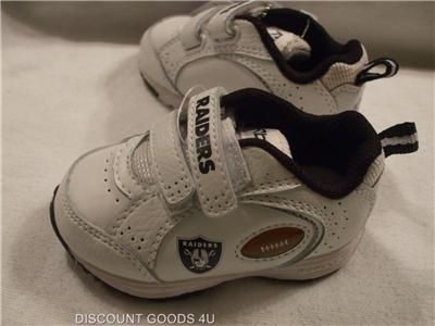 NEW 1 PAIR RAIDERS WHITE LEATHER CRIB SHOE SIZE 3C RAIDERS BABY SHOES 