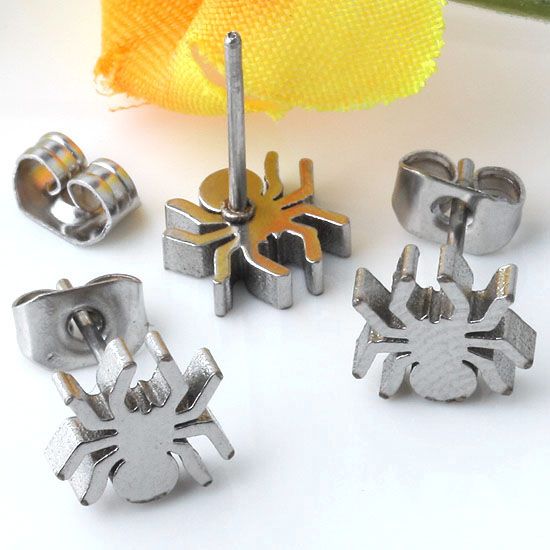 5pair Spider Stainless Steel Fashion Ear Studs Earrings  