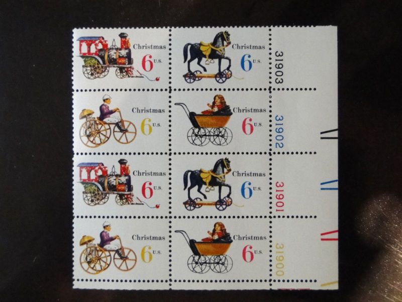 Scott #1418b PLate Block of 8 MNH VF   Christmas Toys  