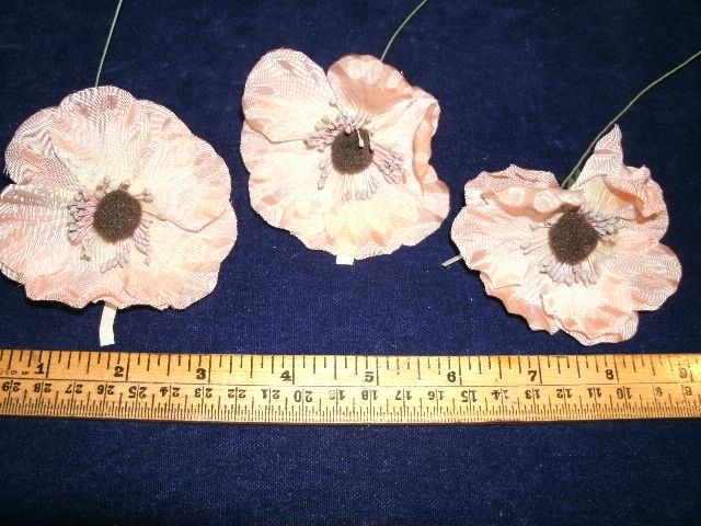 Vintage Millinery Organdy Flower 3pc KW Apricot Peach  