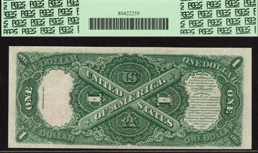 1917 $1 LEGAL TENDER NOTE~ SAWHORSE PCGS 64 FR# 39  