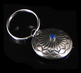 VINTAGE Sterling Silver Natural Blue Lapis Keychain SW  