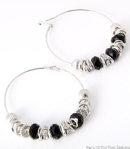 HOOP METAL AND ACRYLIC BLACK BEADED PAPARAZZI BASKETBALL WIVES 