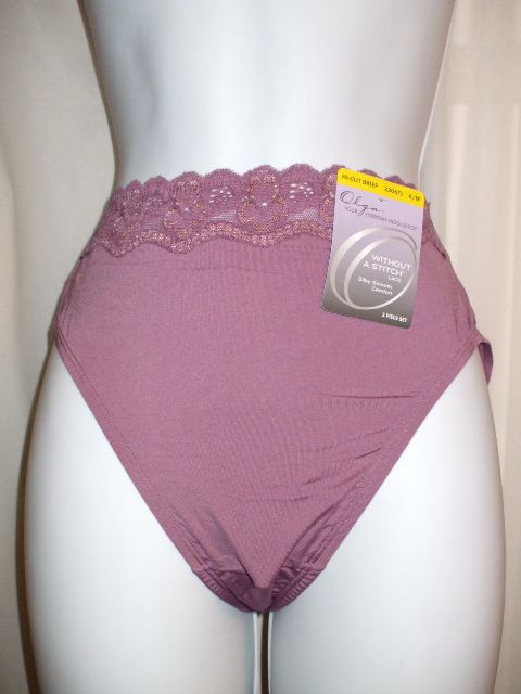 NWT ~ Olga Vintage Purple w/ lace hi cut~ M/6 #23067  