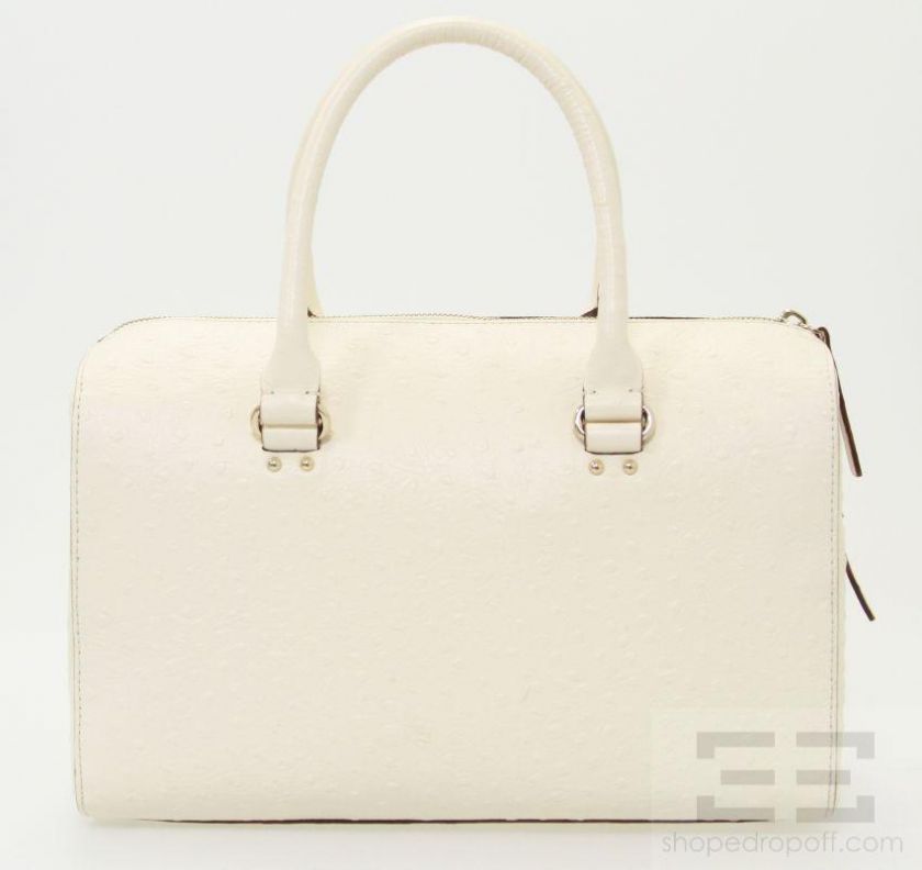 Kate Spade Ivory Ostrich Embossed Leather Doctor Bag  