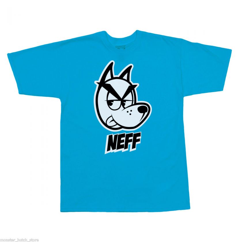 NWT 2012 Neff MICRO DOGG 2 Tee Shirt CYAN BLUE Med XXL  