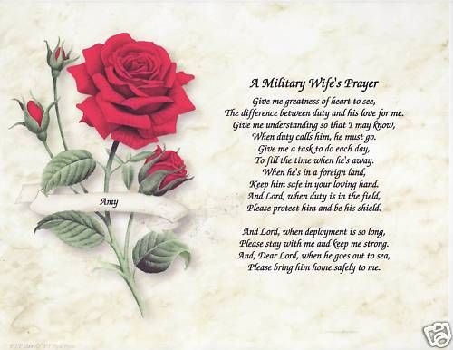 Military Wife Prayer Poem Personalized Print Name  