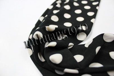 White Black Dot/Spot Ciecle Ring Loop Infinity Scarf  