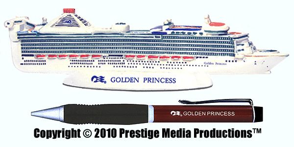 Cast Resin Golden Princess Cruise Ship Model with Pen  