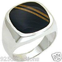 BROWN ONYX TIGER EYE 925 SILVER MENS RING JEWELRY SZ 14  