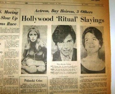   1969   SF Examiner   SHARON TATE Murdered  =  by MANSON FAMILY  