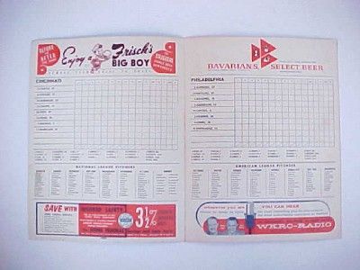 RARE 1957 Redlegs Baseball Scorebook Reds vs Philadelphia Crosley 