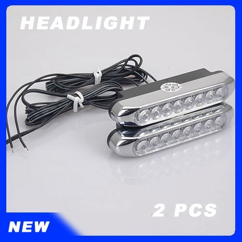 2pcs 8 LED Blue Car illumination Day Driving Lamp Light New 12V 