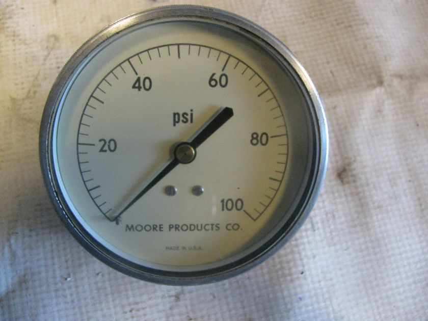 MOORE PRODUCTS CO 0 100 PSI PRESSURE GAUGE 3.3/4 DIA  