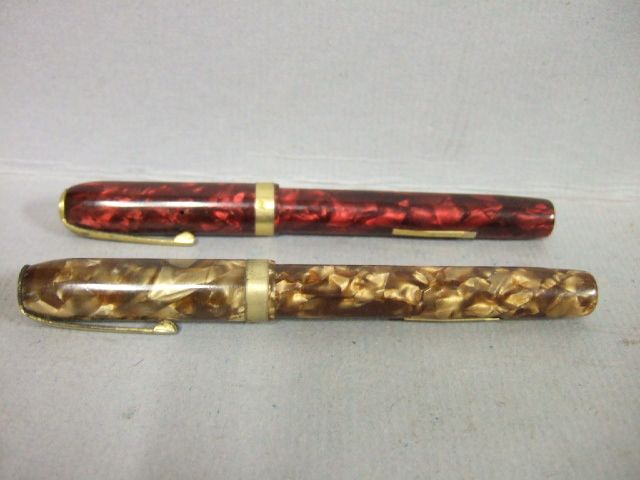 1930s UNIVERSAL Stylograph Vintage Fountain Pen LOT Red & Gold 