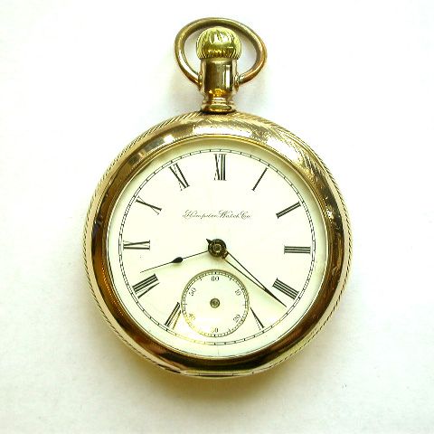 GENTS 18 SIZE 1903 LEVER SET HAMPDEN 17J ORNATE OF GOLD FILLED POCKET 