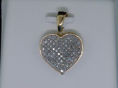 LADIES 1/4CT YG DIAMOND HEART LOVE PAVE PENDANT CHARM  