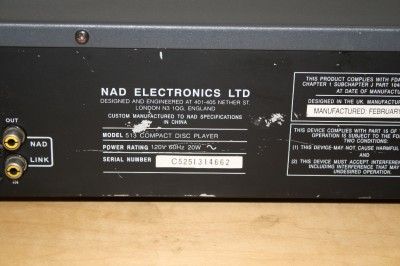 NAD Compact Disc Player 513 + 30 FULLY CHECKED  