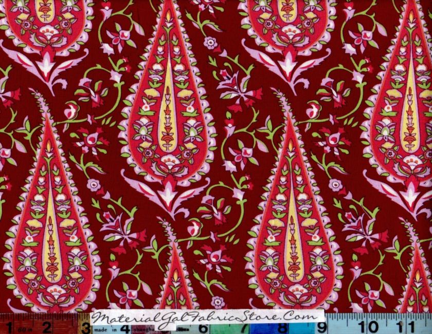   Fibers Fabric ~ Amy Butler LOVE ~ AB47 Wine Cypress Paisley Red