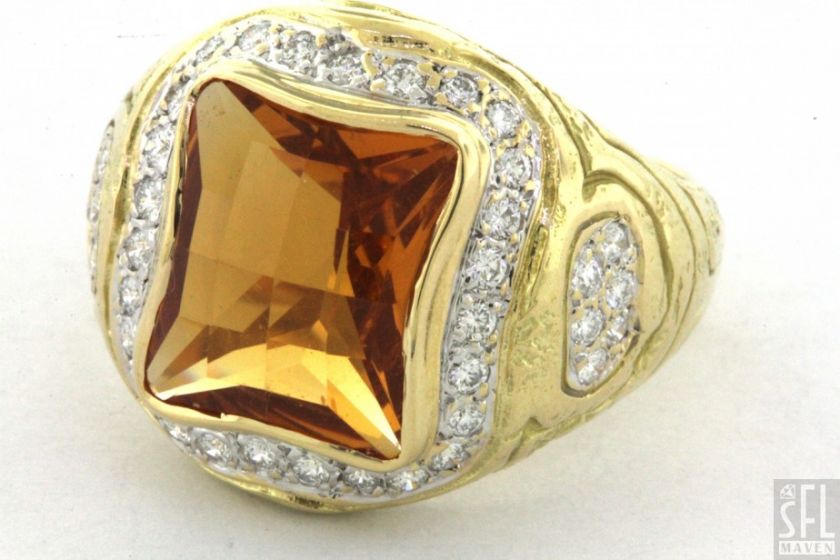 SEQUOIA HEAVY 18K YELLOW GOLD 6.18CT VS2/F DIAMOND CITRINE COCKTAIL 