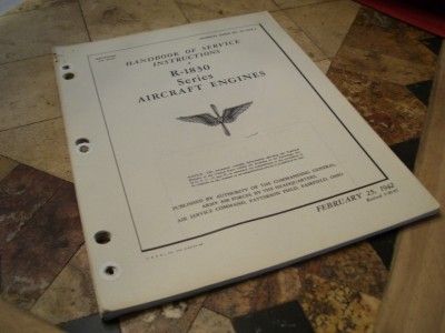 ORIG 1943 R 1830 TWIN WASP SERVICE INSTR FLIGHT MANUAL  