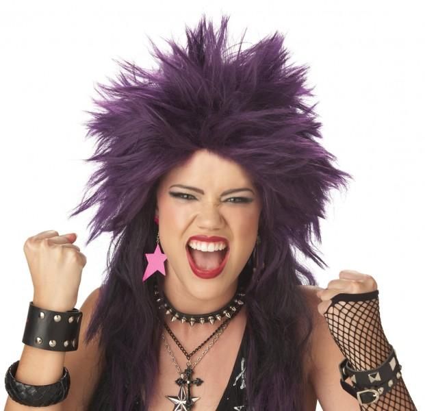 Rock It Purple 80s Rock in Roll Punk Costume Wig  