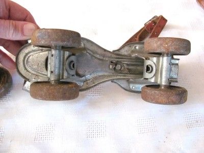 Antique Pair Adjustable Metal Roller Skates #30  