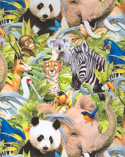 Arctic Animals Fabric Panda Zebra Elephant koala BTY  