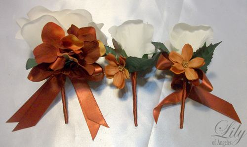   Bridal Bouquet Silk Flowers Arrangement Decoaration FALL Orange  