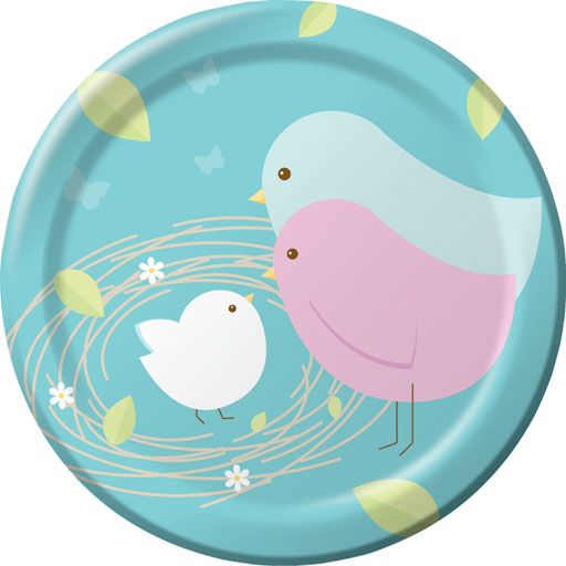 Nesting Birds Baby Shower party supplies cake plates  