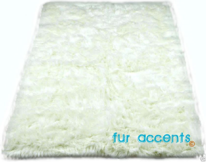   POLAR BEAR SKIN THROW RUG 5X3 FAKE SHEEP MINK FOX ACCENT RUGS  