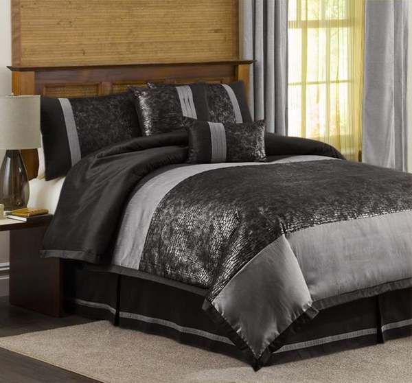   SILVER 6 PC KING CONTEMPORARY MODERN COMFORTER SET BEDDING NEW  