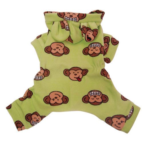 Dog Clothes Klippo Green Silly Monkey Fleece Pajamas  