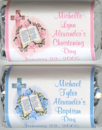 60 BABYS CHRISTENING OR BAPTISM MINI CANDY WRAPPERS  