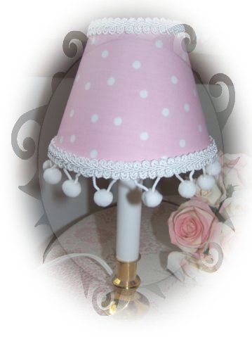 PINK POLKA DOT White Dots & Pom Poms NIGHT LIGHT or LAMPSHADE Children 