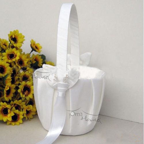   Elegant White Flower Girl Basket White Calla lily Flower  